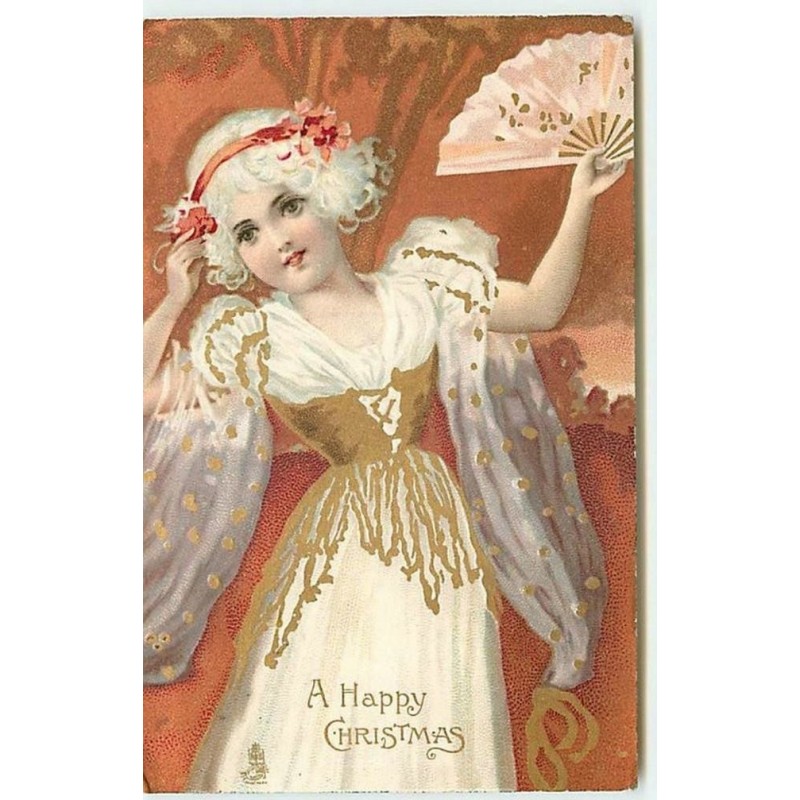 n°12690 - A Happy Christmas - Fillette avec un éventail