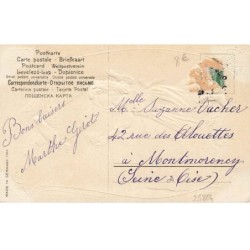 n°25864 - Carte Gaufrée - Bonne Année - Jeune fille regardant une colombe s'envolée avec une lettre