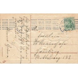 n°25868 - Carte Gaufrée - Prosit Neujahr - Biche et Cerf dans la forêt