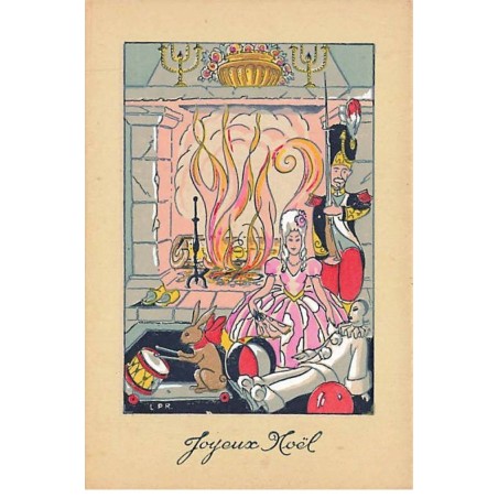 n°25871 - Joyeux Noël - Jouets près d'un feu dans une cheminée