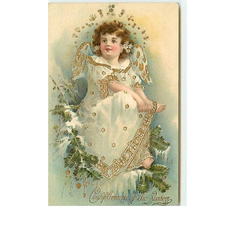 n°12691 - Carte Gaufrée - Compliments of the Season - Ange