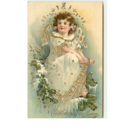 n°12691 - Carte Gaufrée - Compliments of the Season - Ange