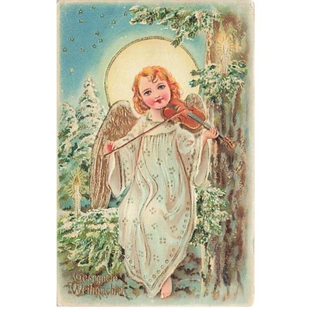 n°25880 - Carte Gaufrée - Noël - Gesegnete Weihnachten - Ange jouant du violon