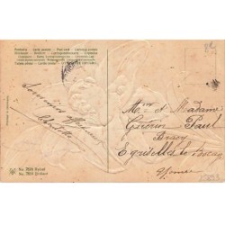 n°25893 - Fantaisie - Carte Gaufrée - Bons baisers - Enfant au coeur d'une fleur - surréalisme