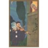 n°25901 -  Style Chiostri - Pierrot jouant du violon pour une jeune femme à une fenêtre