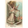 n°25927 - Noël - Vroolijk Kerstfeest - Ange gardien jouant du violon sous une cloche