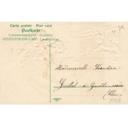 n°25938 - Carte Gaufrée - Souhaits Sincères - Angelots - Fer à cheval