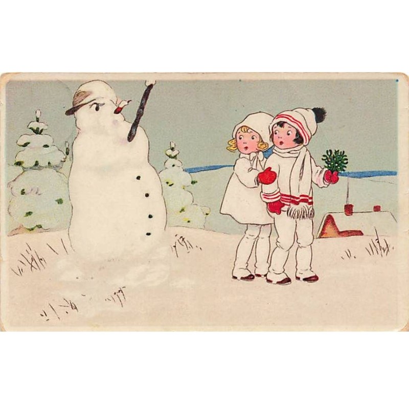 n°25946 - F. Baumgarten - Enfants et Bonhomme de Neige