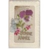 n°25952 - Fantaisie - Carte Brodée - Bonne Année - Fleur, Pensée