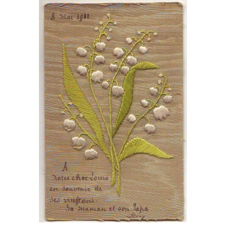 n°25954 - Fantaisie - Carte Brodée - Brins de Muguet