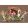 n°25957 - Carte Gaufrée - Noël - Fröhliche Weihnachten - Anges portant une crèche