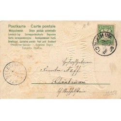 n°25958 - Carte Gaufrée - Clapsaddle - Fröhliche Weihnachten - Une cloche avec une tête d'ange au-dessus