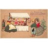 n°25960 - Carte Gaufrée - Fröhliche Weihnachten - Couple près d'un stand de gateaux de Noël