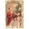 n°25963 - Noël - Fröhliche Weihnachten - Cupidon décorant un sapin avec une femme