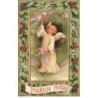 n°25968 - Carte Gaufrée - Clapsaddle - Heureux Noël - Ange cueillant des branches fleuries