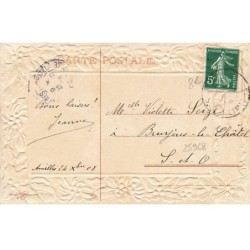 n°25968 - Carte Gaufrée - Clapsaddle - Heureux Noël - Ange cueillant des branches fleuries