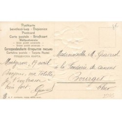 n°25975 - Carte Gaufrée - Joyeuses Pâques - Couple de hollandais assis sur un banc, entouré de poussins