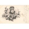 n°25996 - Fantaisie - Portrait d'une jeune fille au milieu de fleurs