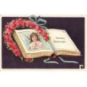 n°26000 - Carte Gaufrée - Anniversaire - Heureux Anniversaire - Une image d'ange dans un livre