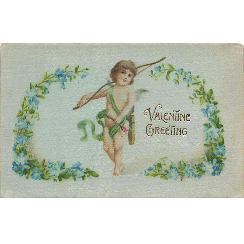 n°26030 - Carte Tissée Soie - Saint-Valentin - Valentine Greeting - Cupidon