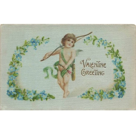 n°26030 - Carte Tissée Soie - Saint-Valentin - Valentine Greeting - Cupidon