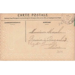 n°26031 - Carte Gaufrée et Chromo - Bonne Fête - Ange apportant des roses