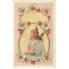 n°26036 - Carte Gaufrée -  Ange gardien rêvassant, entouré de fleurs