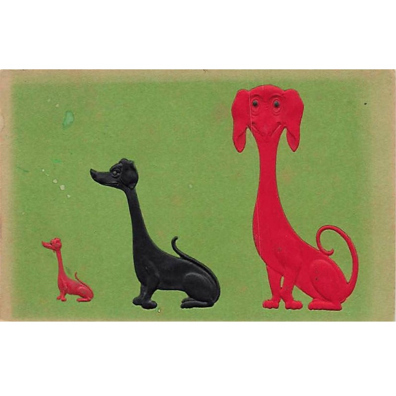 n°26047 - Carte Gaufrée - Animaux - Chiens - Trois chiens