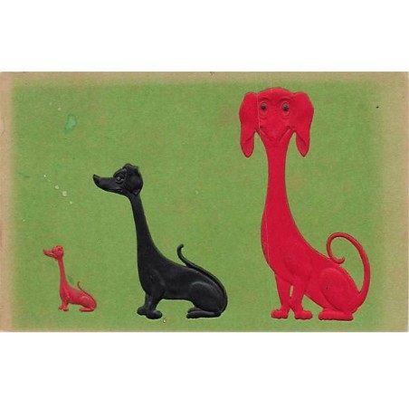 n°26047 - Carte Gaufrée - Animaux - Chiens - Trois chiens