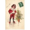 n°26066 - Noël - Raphael Tuck - Garçon regardant un sapin humanisé