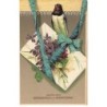 n°26085 - Carte Gaufrée - Hirondelle sur une enveloppe décorée de violettes