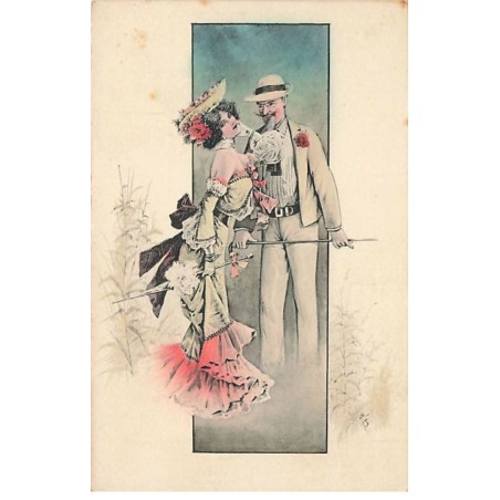 n°26088 - Fantaisie - Couple se promenant