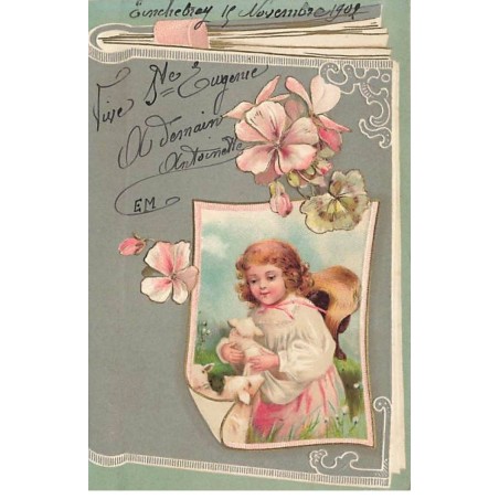 n°26090 - Carte Gaufrée - Clapsaddle - Image de Fillette dans un Livre