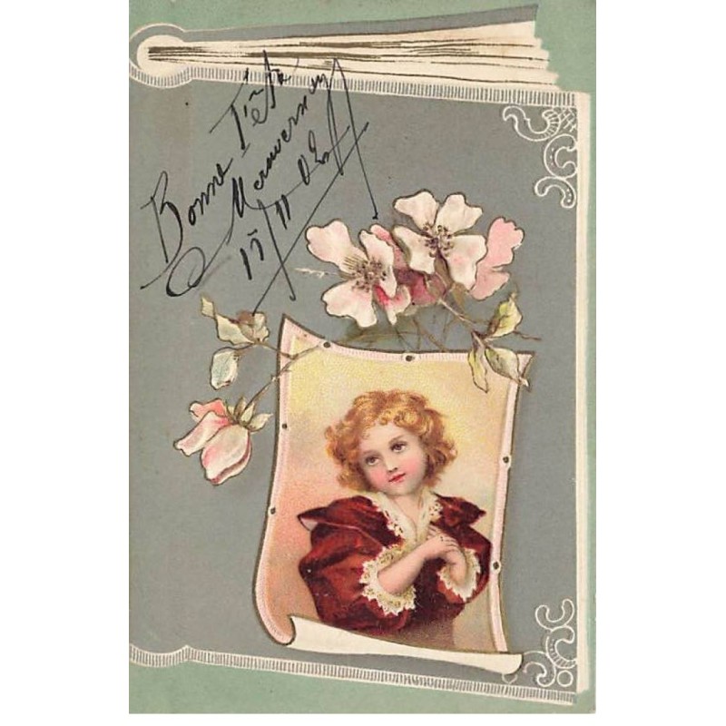 n°26091 - Carte Gaufrée - Clapsaddle - Image d'enfant dans un Livre