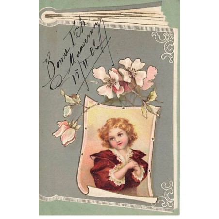 n°26091 - Carte Gaufrée - Clapsaddle - Image d'enfant dans un Livre