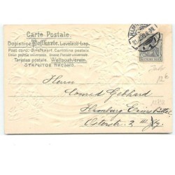 n°12738 - Carte Gaufrée - Viel Glück im neuen Jahre - Ange parmi des fleurs