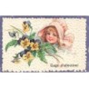 n°26093 - Carte Gaufrée - Style Brundage - Gage d'Affection - Fillette avec des pensées