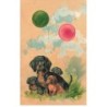 n°26097 - Carte Gaufrée - Animaux - Chien - Teckels avec des ballons - dackel