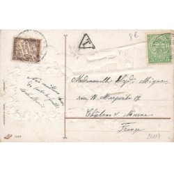 n°26117 - Carte Gaufrée - Nouvel An - Prosit Neujahr - Enfant décorant de fleurs un éphéméride