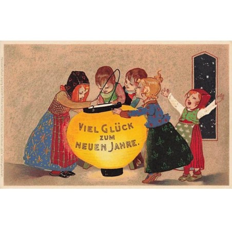 n°26119 - Nouvel An - Meissner - Viel Glück zum Neuen Jahre - Enfants autour d'un lampion