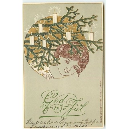 n°10284 - Carte Fantaisie Gaufrée - God Jul  - Enfant - Paul Süss