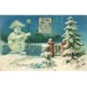 n°26121 - Carte Gaufrée - Noël - Joyeux Noël - Bonhomme de Neige dans un jardin enneigé