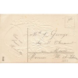 n°26127 - Carte Gaufrée - MSIB 13868 - Joyeuses Pâques - Ange dans un char décoré de muguet, tiré par des lièvres