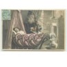 n°12744 - Puis en partant la bénit - Père Noël regardant une fillette dormir - poupée