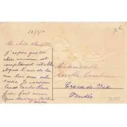 n°26135 - Carte Gaufrée - Heureuses Pâques - Poussins habillés cuisinant