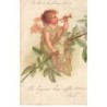 n°26144 - Clapsaddle - Ange assis sur une branche jouant de la Trompette