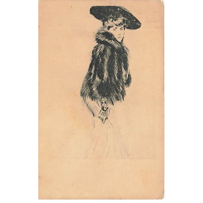 n°26155 - Fantaisie - Femme portant un manteau en fourrure