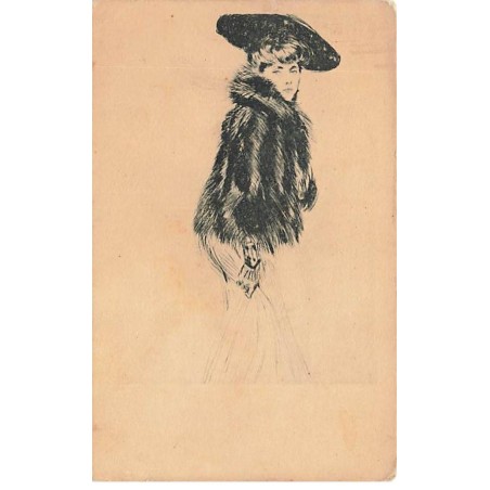 n°26155 - Fantaisie - Femme portant un manteau en fourrure