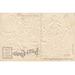n°26168 - Carte Gaufrée - Nouvel An - A Happy New Year - Anges, Gui et Houx