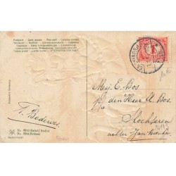 n°26173 - Carte Gaufrée - Nouvel An - Gelukkig Nieuwjaar - Cupidon dans une barque tirée par des cygnes